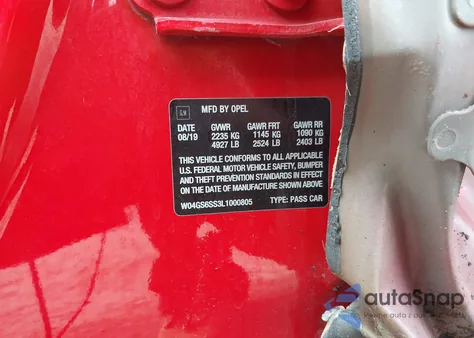 2020 Buick Regal Sportback Awd Gs z USA, uszkodzony, nr VIN W04GS6SS3L1000805